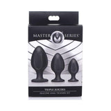 Triple Juicers Silicone Anal Plug Set Black - Adult Toys