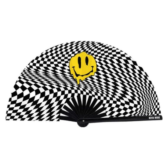 Trippy Checkers Melty Face Blacklight Folding Fan - Lingerie