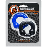 Ultraballs 2 Pk Cockring Black And Pool Blue - Adult Toys