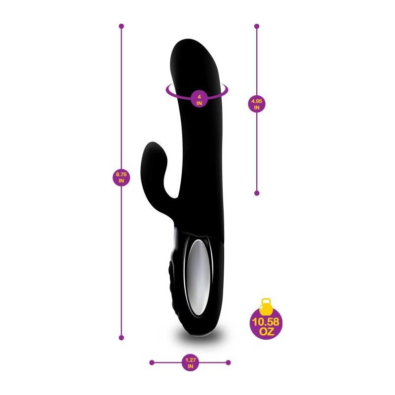 Viben Hypnotic Thrusting Rabbit Vibe w Swinging Clit Stim Black - Adult Toys
