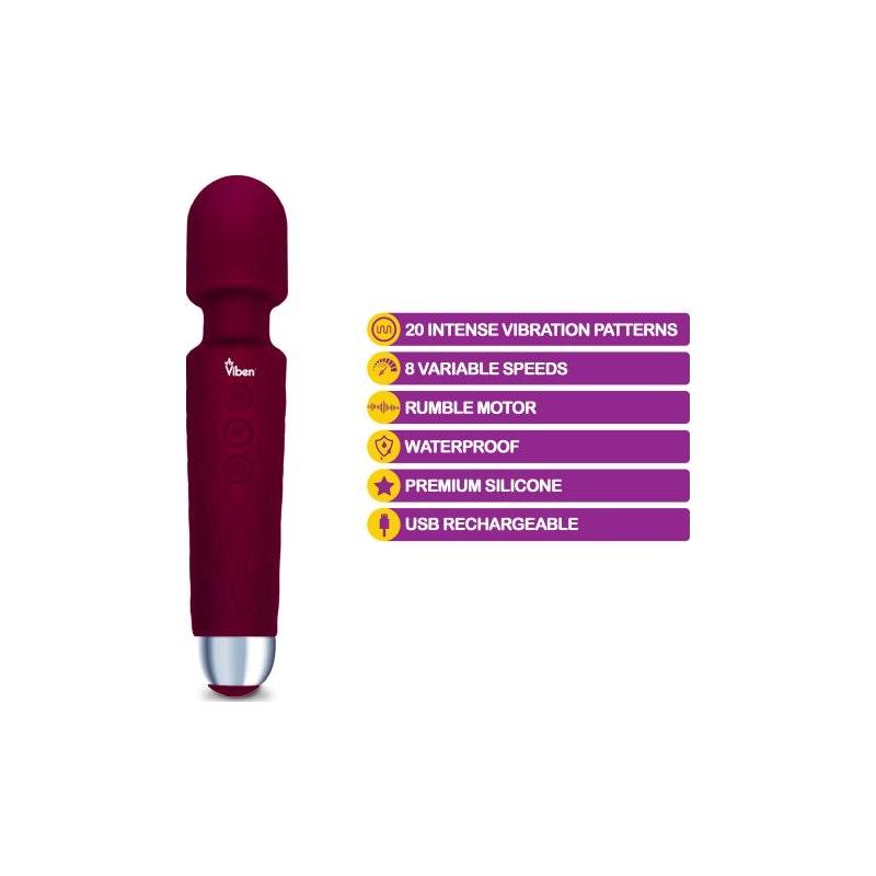 Viben Tempest Rechargeable Wand Massager Ruby - Adult Toys