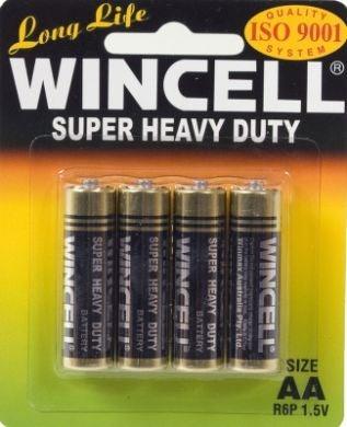 Wincell AA Batteries Super Heavy Duty Carded 4 - Pack | Long - Lasting Power - Stationary