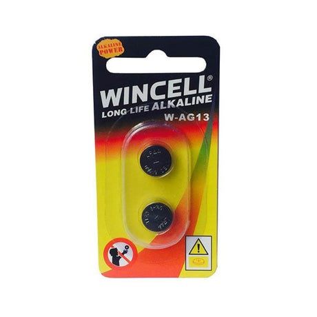 Wincell LR44 AG13 Alkaline Batteries - Long - Lasting 1.5V Cells, 2 Pack - BATTERIES