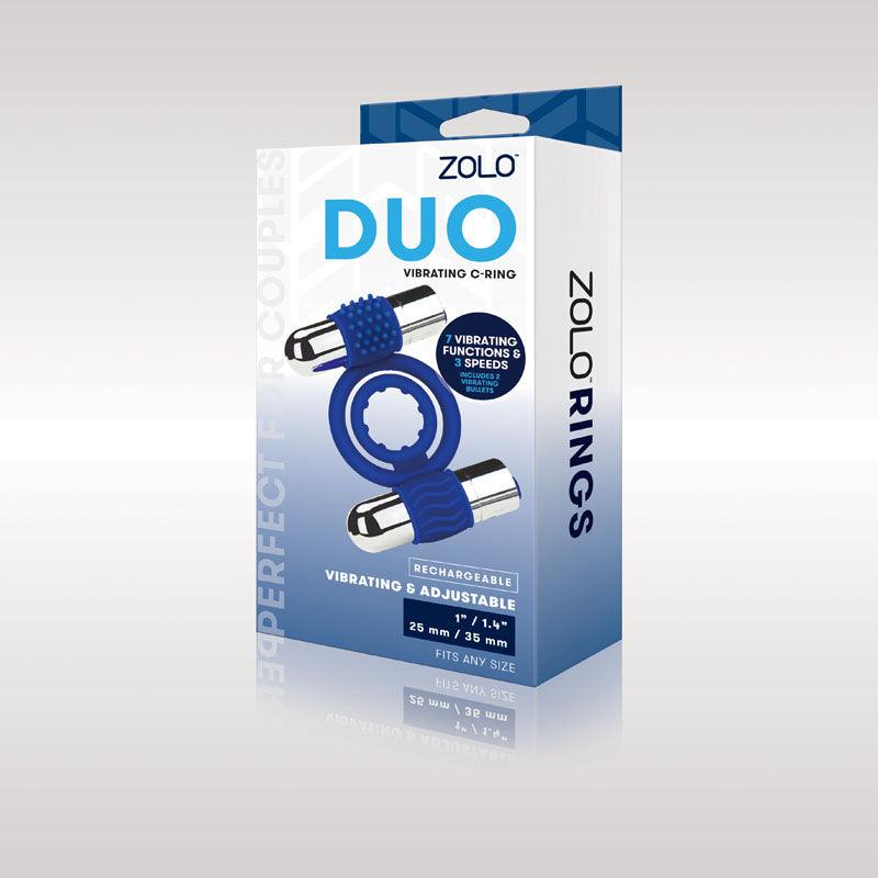 Zolo Rechargeable Duo Vibrating C-Ring - Blue USB Rechargeable Dual Vibrating Cock Ring - Naughty by Nature Adult Store